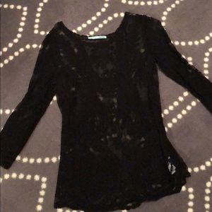 Black lace sheer top.